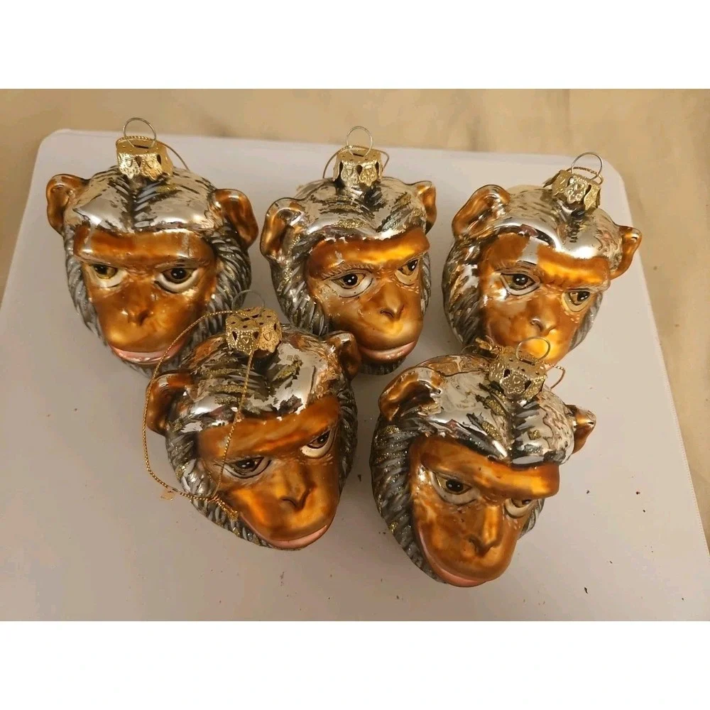 Lot of 5 Vintage Monkey Head Ornaments / Discovery Channel  (106) - Picture 3 of 3
